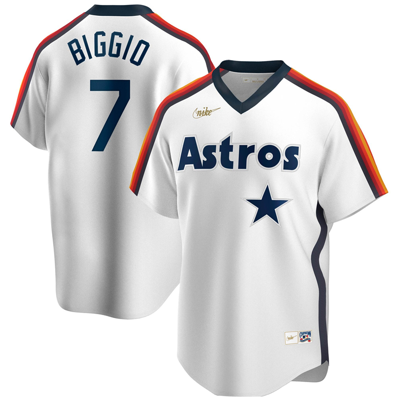 2020 MLB Men Houston Astros #7 Craig Biggio Nike White Home Cooperstown Collection Logo Player Jersey 1